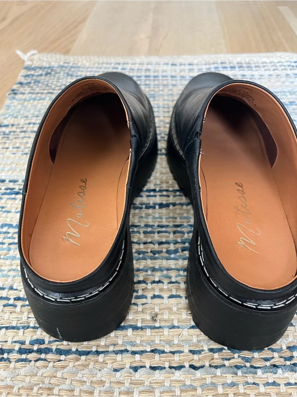 Matisse Lena Chunky Black Leather Slip-On Clog